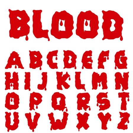 Red blood alphabet. Bloody font.のイラスト素材