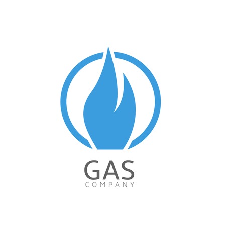 Gas company logo. Blue fire symbol, Vector illustrationのイラスト素材