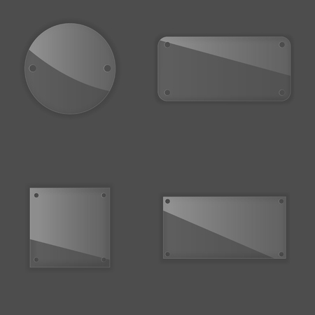 Glass label set. Transparent badges for business promotion advanceのイラスト素材