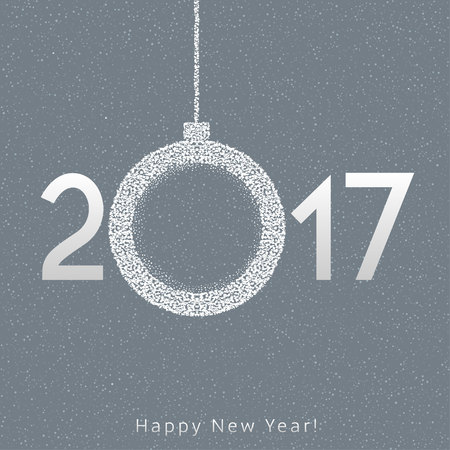 Happy New Year 2017 and Merry Christmas. White snow font, holiday illustrationのイラスト素材