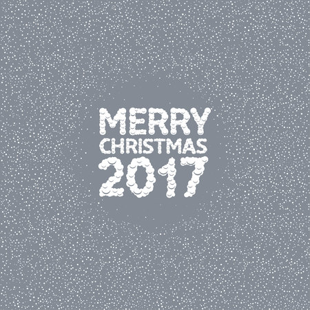 Merry Christmas 2017. White snow font, holiday illustrationのイラスト素材