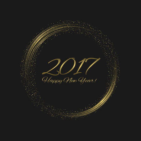 Happy New Year. Abstract golden glowing magic sparkles starsのイラスト素材