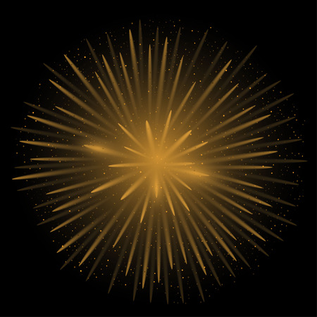 Golden realistic fireworksのイラスト素材