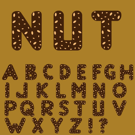Chocolate alphabet with nutsのイラスト素材