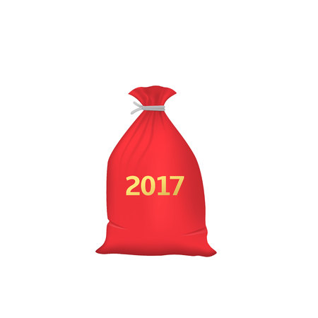 Red Christmas bag  on a plain background.のイラスト素材