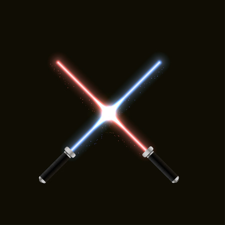Two crossed magic light swords on black background.のイラスト素材
