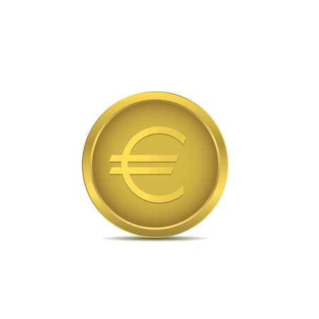 Golden euro coin over grey background. Vector illustrationのイラスト素材