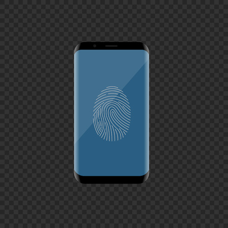 Illustration of a smartphone with fingerprint scanのイラスト素材