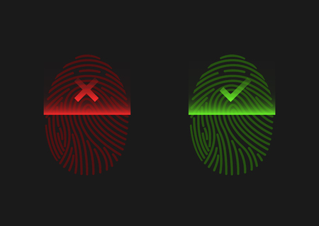 Red and green fingerprintsのイラスト素材