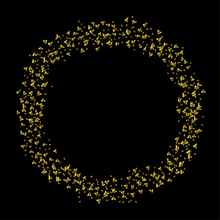 Golden confetti circle, Flying triangular confetti. Festive triangles holiday backgroundのイラスト素材