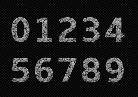 Silver broken numbers, Luxury cracked numbers. Vector illustrationのイラスト素材