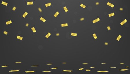 Golden confetti background, Flying confetti. Festive holiday backgroundのイラスト素材