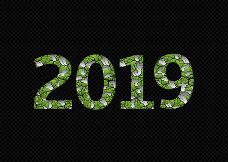 2019 blue broken silver numbers. Happy New Year and Merry Christmasのイラスト素材