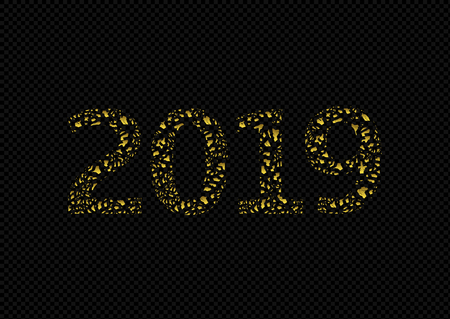 2019 golden numbers. Happy New Year and Merry Christmasのイラスト素材