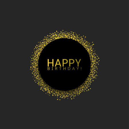 Happy Birthday. Black label with flying confetti, Vector illustrationのイラスト素材