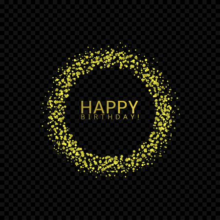 Happy Birthday. Golden flying confetti label, Vector illustrationのイラスト素材