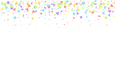 Colorful confetti ribbons festive over white background for party holiday postcard poster website carnival birthday parties. Vector illustrationのイラスト素材