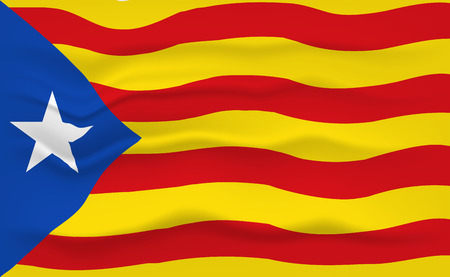 Flag of Catalonia. Catalonian Waving flag, Vector illustrationのイラスト素材