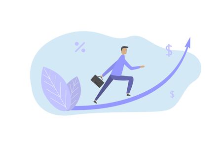 Businessman running on red arrow up go to the successのイラスト素材