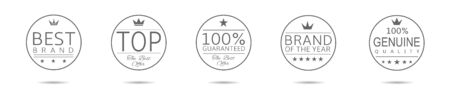 Aeard badge set. Genuine quality, Best brand, Top, brand of the year award signsのイラスト素材