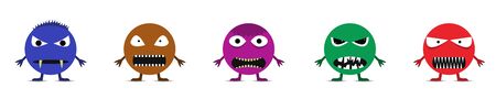 Cute monsters. Cute funny cartoon monsters, Vectorのイラスト素材