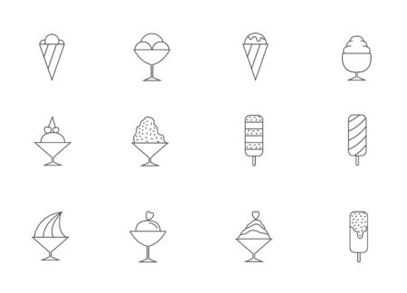 Ice cream thin line iconsのイラスト素材