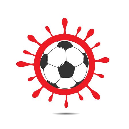Red Coronavirus sign and soccer ball. Coronavirus 2019-nCoV icon. Pandemic stop Novel Coronavirus outbreak covid-19のイラスト素材