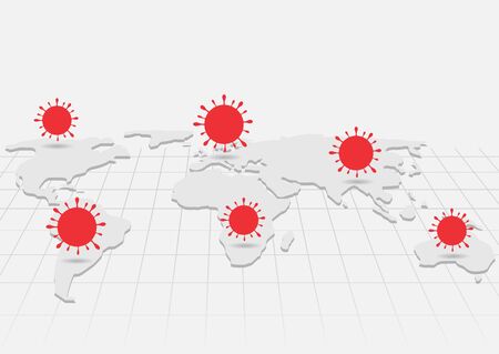 World map with coronavirus signsのイラスト素材