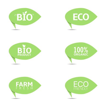 Organic food green label setのイラスト素材