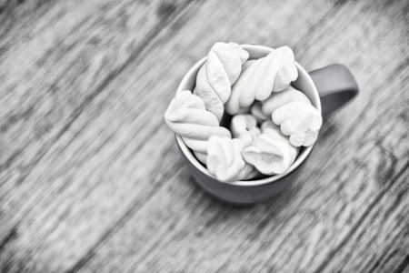 view from above at cup of marshmallowsの写真素材