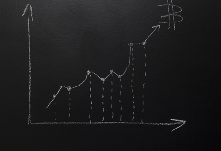 graphic bar on blackboard with Bitcoinの写真素材