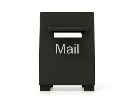 Black mail box isolated on whiteの写真素材