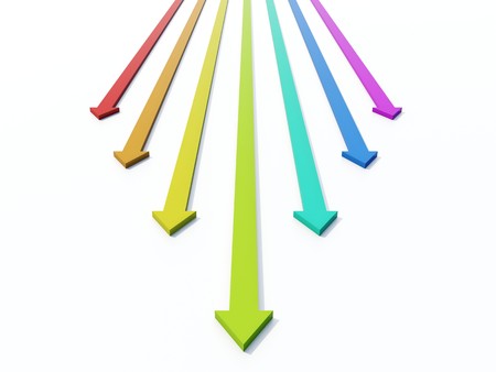 Colored arrows isolated on whiteの写真素材