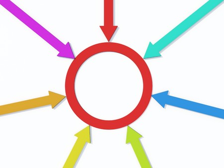 Colored arrows isolated on whiteの写真素材