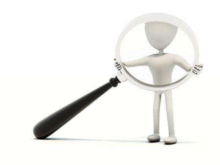 Man with magnifer isolated on whiteの写真素材