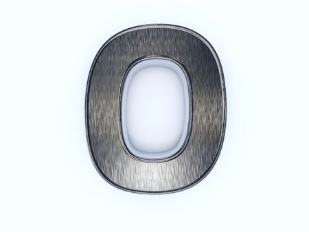 Metallic digit zero isolated on whiteの写真素材
