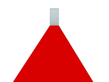 Door with red path isolated on whiteの写真素材