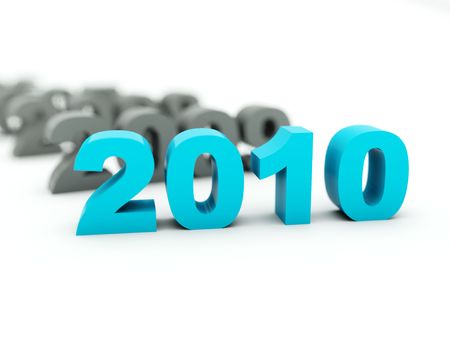 2010 sign on white. Blue and grey series