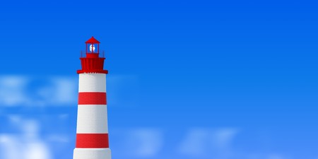 Lighthouse over blue sky backgroundの写真素材