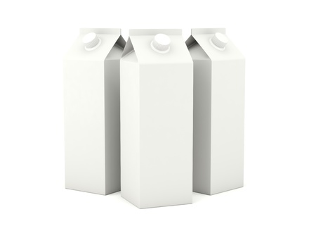 Milk cartons isolated on white backgroundの写真素材