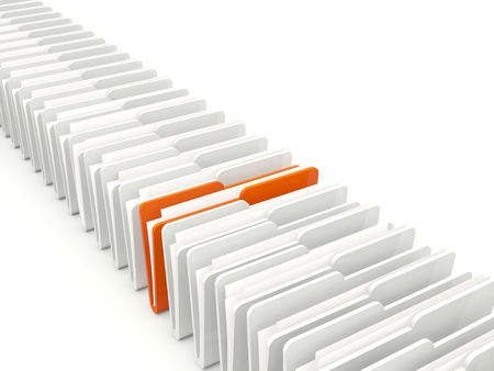 Row of folders isolated on whiteの写真素材