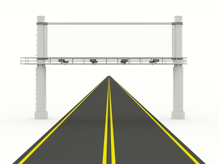 Road with empty billboards isolated on whiteの写真素材