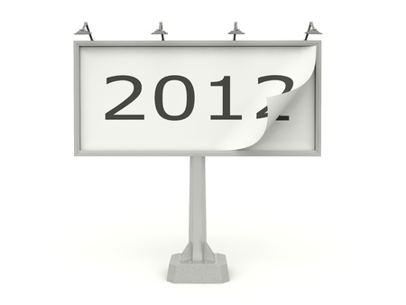 Billboard with 2012 New Year sign isolated on white