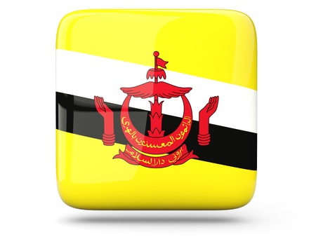 Glossy square icon of flag of bruneiの写真素材