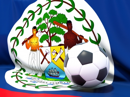 Flag of belize with football in front of itの写真素材