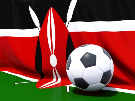 Flag of kenya with football in front of itの写真素材