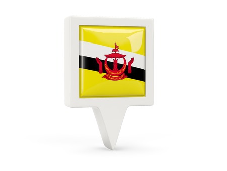 Square flag icon of brunei isolated on whiteの写真素材