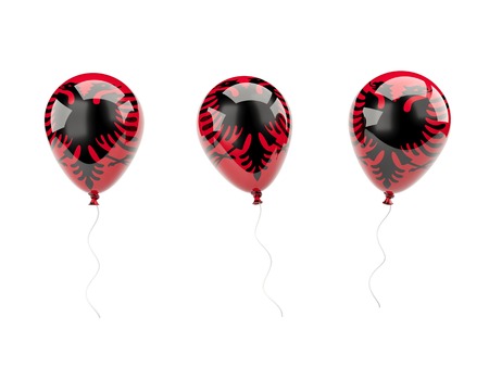 Air balloons with flag of albania isolated on whiteの写真素材