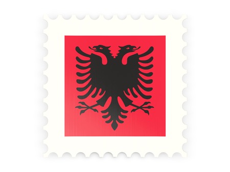 Postage stamp icon of albania isolated on whiteの写真素材