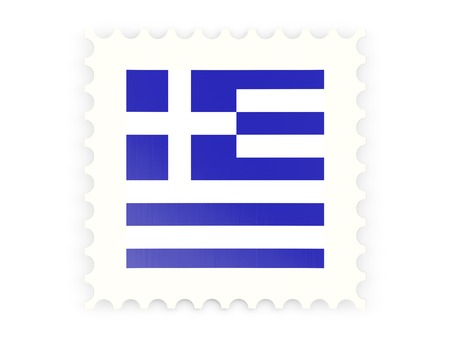 Postage stamp icon of greece isolated on whiteの写真素材